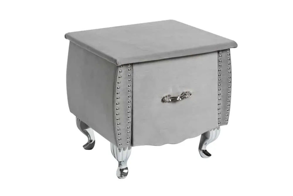 Riess-Ambiente Beistelltische|Samt Möbel > Eleganter Nachttisch EXTRAVAGANCIA 50cm silbergrau Samt Nachtkommode mit Schublade