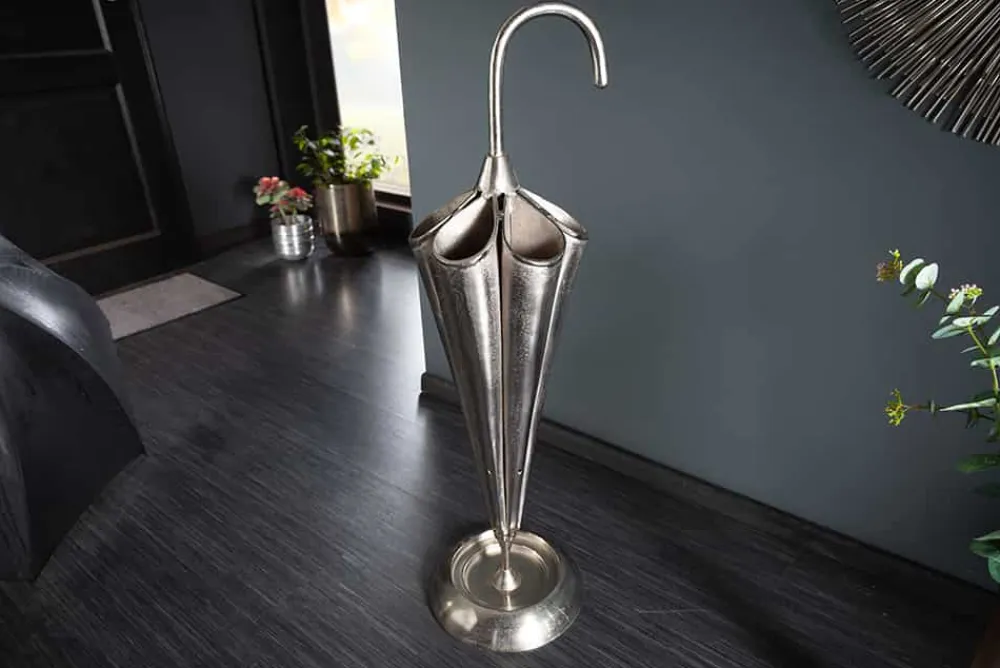 Riess-Ambiente Dekoration > Eleganter Schirmständer UMBRELLA 91cm silber Aluminium für 6 Schirme