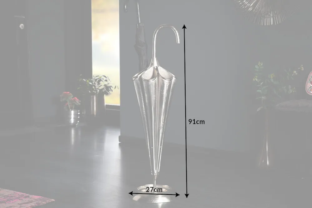 Riess-Ambiente Dekoration > Eleganter Schirmständer UMBRELLA 91cm silber Aluminium für 6 Schirme