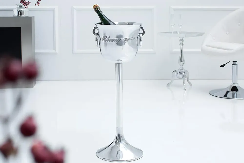 Riess-Ambiente Dekoration > Eleganter Sektkühler CHAMPAGNE 75cm silber poliert Flaschenkühler