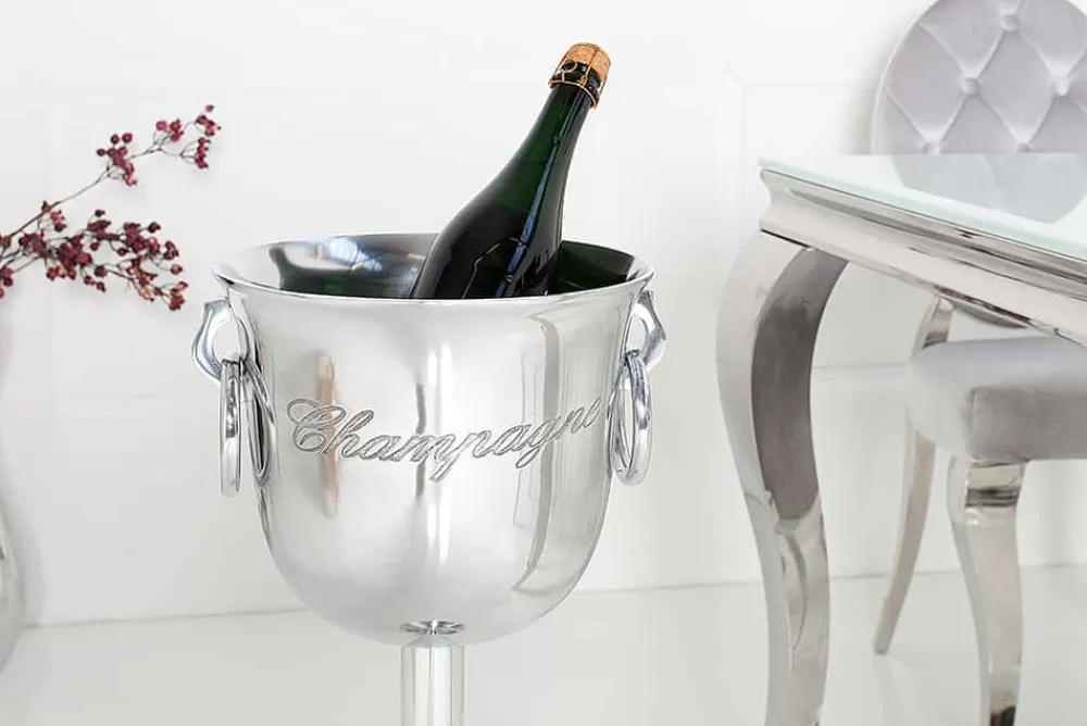 Riess-Ambiente Dekoration > Eleganter Sektkühler CHAMPAGNE 75cm silber poliert Flaschenkühler