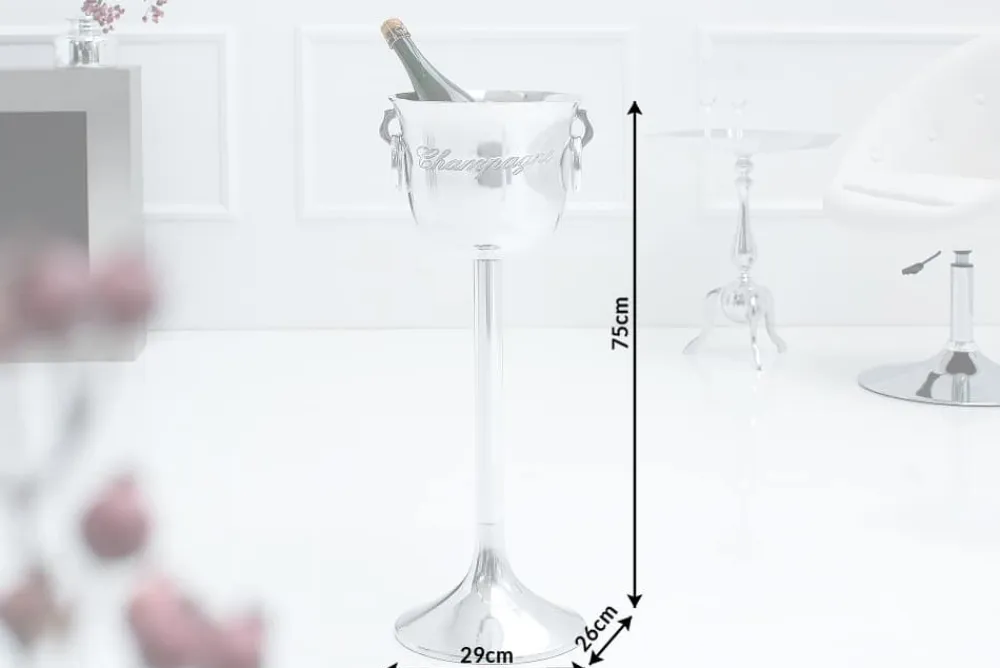Riess-Ambiente Dekoration > Eleganter Sektkühler CHAMPAGNE 75cm silber poliert Flaschenkühler