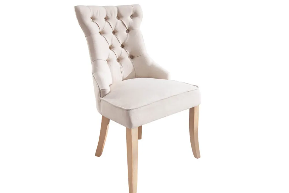 Riess-Ambiente Stühle > Eleganter Stuhl CASTLE beige Leinenstoff Landhausstil mit Komfortgriff