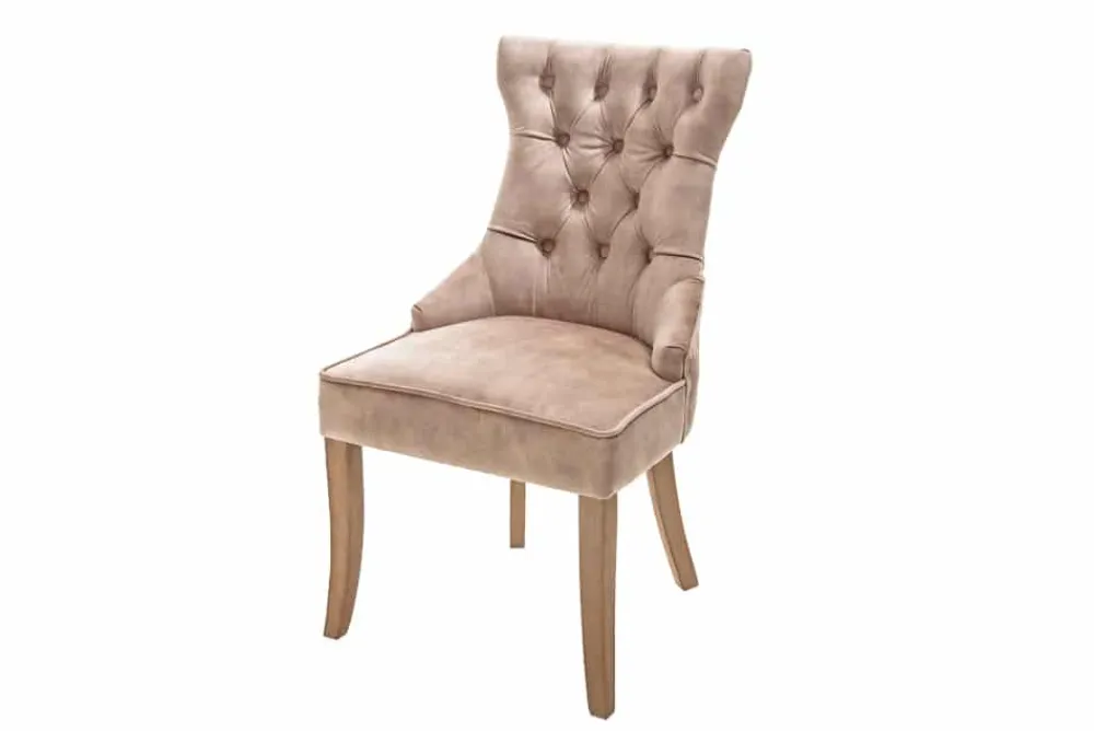 Riess-Ambiente Stühle|Samt Möbel > Eleganter Stuhl CASTLE coffee Samt Landhausstil mit Komfortgriff