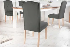Riess-Ambiente Stühle > Eleganter Stuhl CASTLE grau mit Chesterfield Steppung im Landhausstil