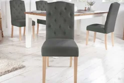 Riess-Ambiente Stühle > Eleganter Stuhl CASTLE grau mit Chesterfield Steppung im Landhausstil