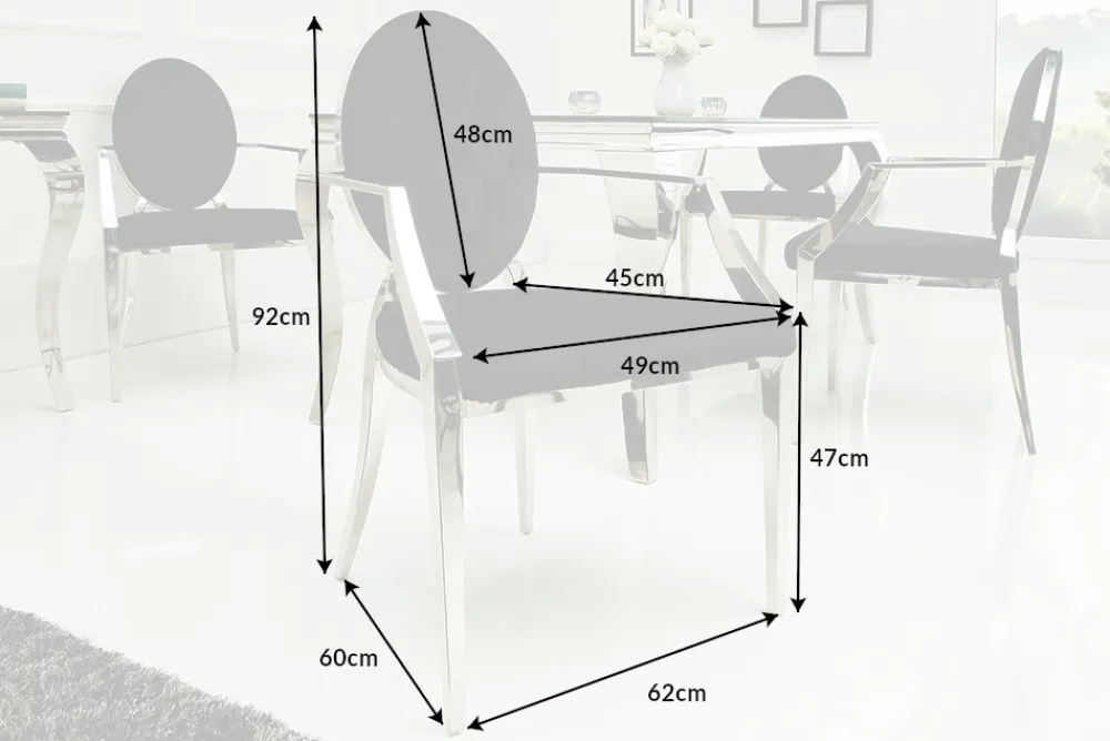Riess-Ambiente Stühle|Samt Möbel > Eleganter Stuhl MODERN BAROCK schwarz Samt mit Armlehnen und Zierknöpfen