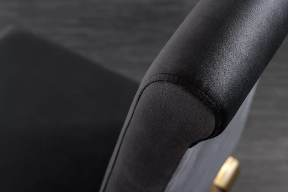 Riess-Ambiente Stühle|Samt Möbel > Eleganter Stuhl MODERN BAROCK schwarz Samt goldene Stuhlbeine aus Edelstahl