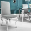 Riess-Ambiente Stühle|Samt Möbel > Eleganter Stuhl MODERN BAROCK edel-grau Samt Stuhlbeine aus Edelstahl