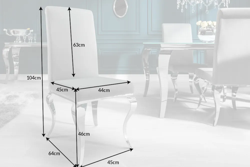 Riess-Ambiente Stühle|Samt Möbel > Eleganter Stuhl MODERN BAROCK edel-grau Samt Stuhlbeine aus Edelstahl
