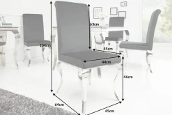 Riess-Ambiente Stühle|Samt Möbel > Eleganter Stuhl MODERN BAROCK schwarz Samt Stuhlbeine aus Edelstahl