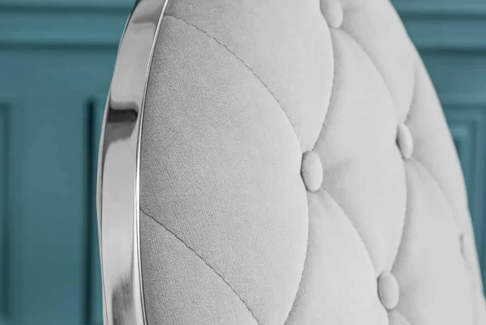 Riess-Ambiente Stühle|Samt Möbel > Eleganter Stuhl MODERN BAROCK edel-grau Samt mit Armlehnen und Zierknöpfen