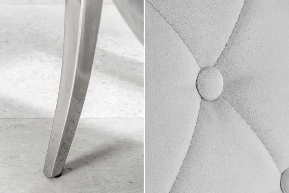Riess-Ambiente Stühle|Samt Möbel > Eleganter Stuhl MODERN BAROCK edel-grau Samt mit Armlehnen und Zierknöpfen