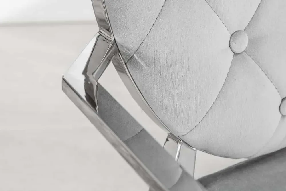 Riess-Ambiente Stühle|Samt Möbel > Eleganter Stuhl MODERN BAROCK edel-grau Samt mit Armlehnen und Zierknöpfen