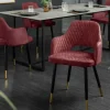 Riess-Ambiente Goldene Möbel|Retro Möbel > Eleganter Stuhl PARIS bordeaux Vogue Seidenstoff Samt goldene Fußkappen und Armlehnen