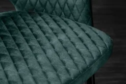 Riess-Ambiente Goldene Möbel|Retro Möbel > Eleganter Stuhl PARIS petrol Samt Ziersteppung Fußkappen gold Retro-Design mit Armlehnen
