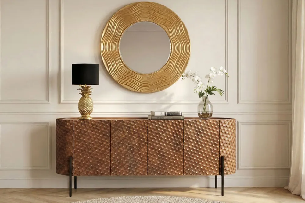 Riess-Ambiente Goldene Möbel|Mehr... > Eleganter Wandspiegel CIRCLE 100cm gold rund mit verziertem Rahmen