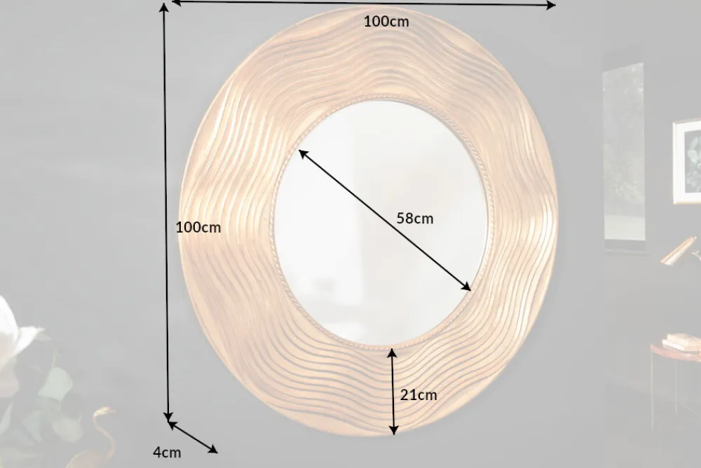 Riess-Ambiente Goldene Möbel|Mehr... > Eleganter Wandspiegel CIRCLE 100cm gold rund mit verziertem Rahmen