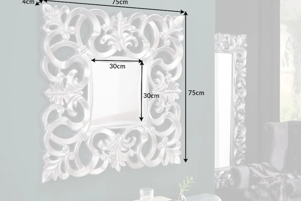 Riess-Ambiente Spiegel > Eleganter Wandspiegel VENICE 75x75cm silber antik Barockstil