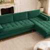 Riess-Ambiente Samt Möbel|Ecksofa > Elegantes Ecksofa COZY VELVET 260cm smaragdgrün Samt Federkern 3-Sitzer