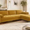 Riess-Ambiente Samt Möbel|Ecksofa > Elegantes Ecksofa COZY VELVET 260cm senfgelb Samt Federkern 3-Sitzer