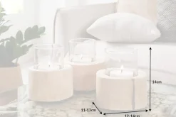 Riess-Ambiente Mehr...|Mehr... > Elegantes 3er Set Windlicht LIMOTION Teakholz Outdoor Teelicht Kerzenhalter
