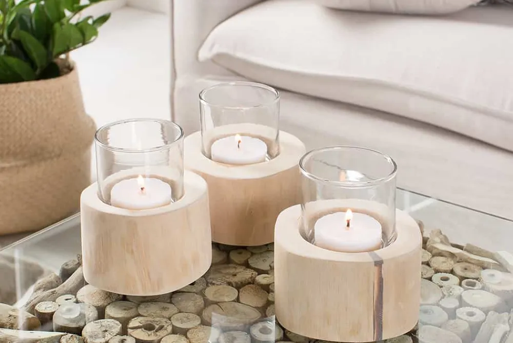 Riess-Ambiente Mehr...|Mehr... > Elegantes 3er Set Windlicht LIMOTION Teakholz Outdoor Teelicht Kerzenhalter