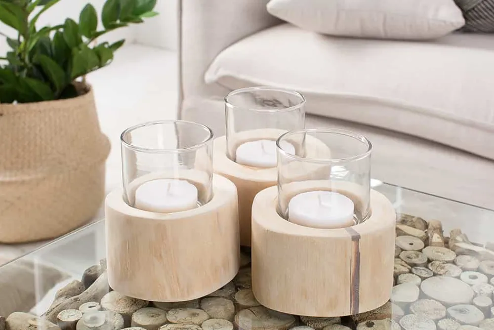 Riess-Ambiente Mehr...|Mehr... > Elegantes 3er Set Windlicht LIMOTION Teakholz Outdoor Teelicht Kerzenhalter