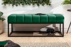 Riess-Ambiente Sitzbänke|Samt Möbel > Elegante Sitzbank PETIT BEAUTÉ 110cm smaragdgrün Samt schwarzes Gestell
