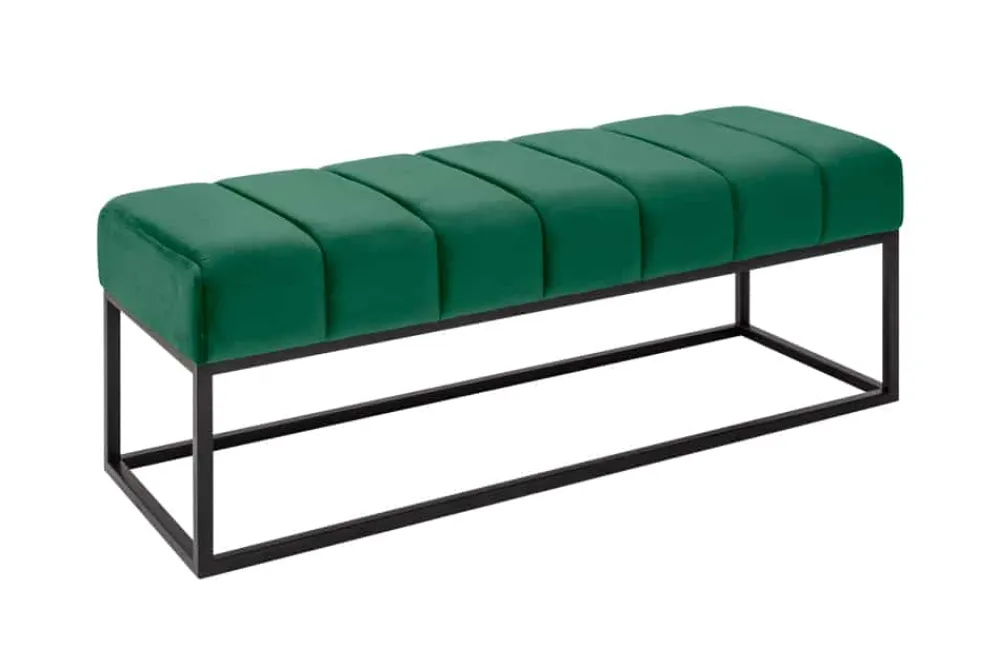 Riess-Ambiente Sitzbänke|Samt Möbel > Elegante Sitzbank PETIT BEAUTÉ 110cm smaragdgrün Samt schwarzes Gestell