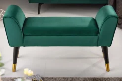 Riess-Ambiente Goldene Möbel|Sitzbänke > Elegante Sitzbank SCARLETT 90cm smaragdgrün Samt mit Armlehnen