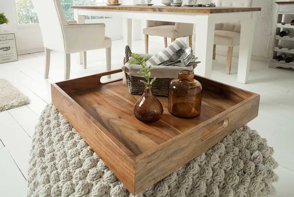 Riess-Ambiente Mehr...|Mehr... > Elegantes Servier Tablett CIANO 40x40cm Akazie Massivholz mit Griffen