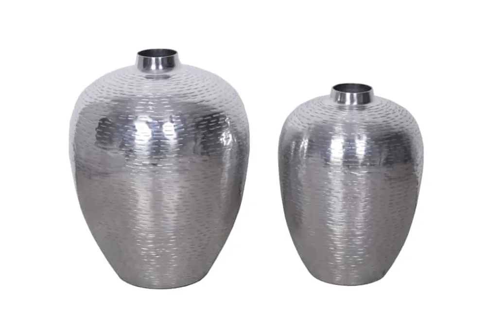 Riess-Ambiente Dekoration|Vasen > Elegantes Vasen 2er Set ORIENTAL 32cm silber im Rice Hammerschlag Design