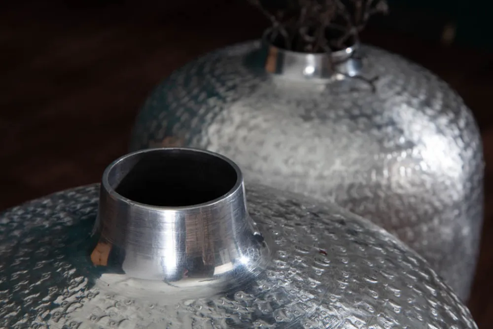 Riess-Ambiente Dekoration|Vasen > Elegantes Vasen 2er Set ORIENTAL 33cm silber in Handarbeit verziert