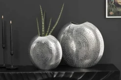 Riess-Ambiente Dekoration|Vasen > Elegantes Vasen 2er Set ORIENTAL 44cm silber im Grid Hammerschlag Design