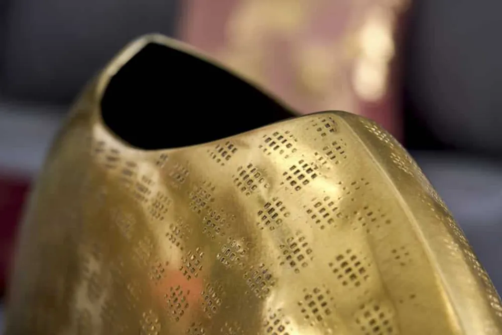 Riess-Ambiente Dekoration|Goldene Möbel > Elegantes Vasen 2er Set ORIENTAL 44cm gold im Grid Hammerschlag Design