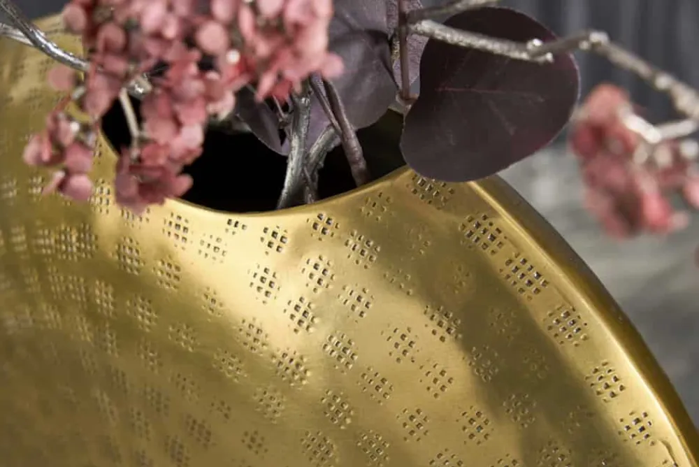 Riess-Ambiente Dekoration|Goldene Möbel > Elegantes Vasen 2er Set ORIENTAL 44cm gold im Grid Hammerschlag Design