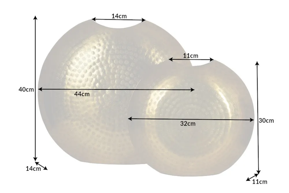 Riess-Ambiente Dekoration|Goldene Möbel > Elegantes Vasen 2er Set ORIENTAL 44cm gold im Grid Hammerschlag Design