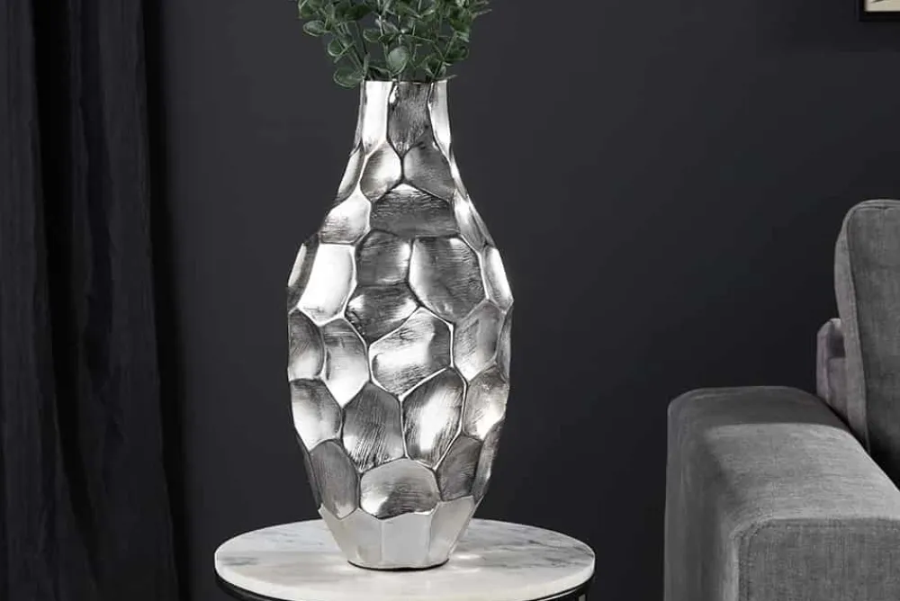 Riess-Ambiente Dekoration|Vasen > Elegante Vase ORGANIC ORIENT 45cm silber Hammerschlag Design