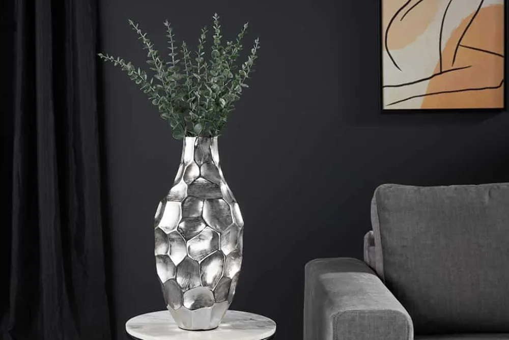 Riess-Ambiente Dekoration|Vasen > Elegante Vase ORGANIC ORIENT 45cm silber Hammerschlag Design