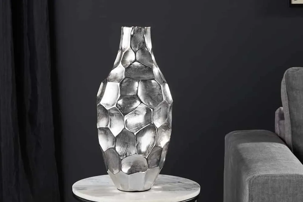 Riess-Ambiente Dekoration|Vasen > Elegante Vase ORGANIC ORIENT 45cm silber Hammerschlag Design