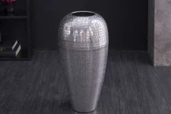 Riess-Ambiente Dekoration|Vasen > Elegante Vase ORIENTAL 50cm silber im Wild Hammerschlag Design