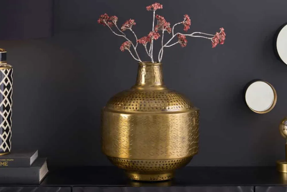 Riess-Ambiente Dekoration|Vasen > Elegante Vase ORIENT 35cm gold Hammerschlag Design