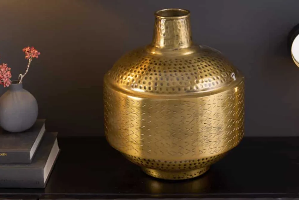 Riess-Ambiente Dekoration|Vasen > Elegante Vase ORIENT 35cm gold Hammerschlag Design