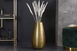 Riess-Ambiente Dekoration|Goldene Möbel > Elegante Vase ORIENT 50cm gold im Grid Hammerschlag Design