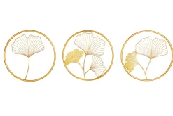 Riess-Ambiente Goldene Möbel|Wanddekoration > Elegante Wanddeko 3er Set GINKGO 40cm gold in filigraner Blattform