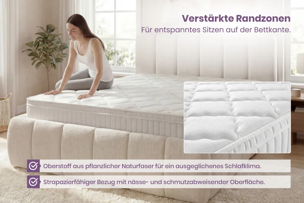 Riess-Ambiente Polsterbetten|Matratzen & Topper > Ergonomische Boxspringmatratze CLOUD FLEX 180x200cm Tonnentaschenfederkern 7-Zonen