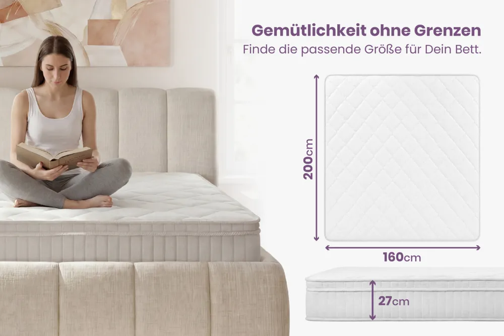 Riess-Ambiente Polsterbetten|Matratzen & Topper > Ergonomische Boxspringmatratze CLOUD FLEX 160x200cm Tonnentaschenfederkern 7-Zonen