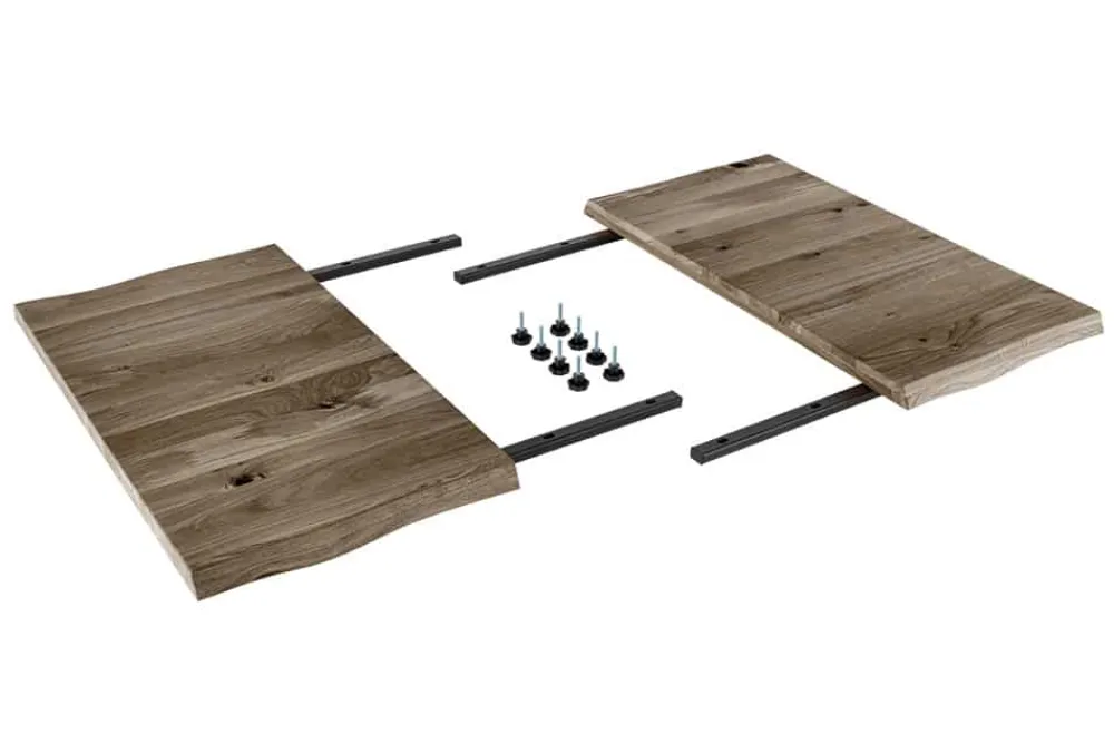 Riess-Ambiente Mehr...|Massivholzesstische > 2er Set Ansteckplatten WILD OAK 50cm smoke finish Wildeiche Verlängerung Baumkante