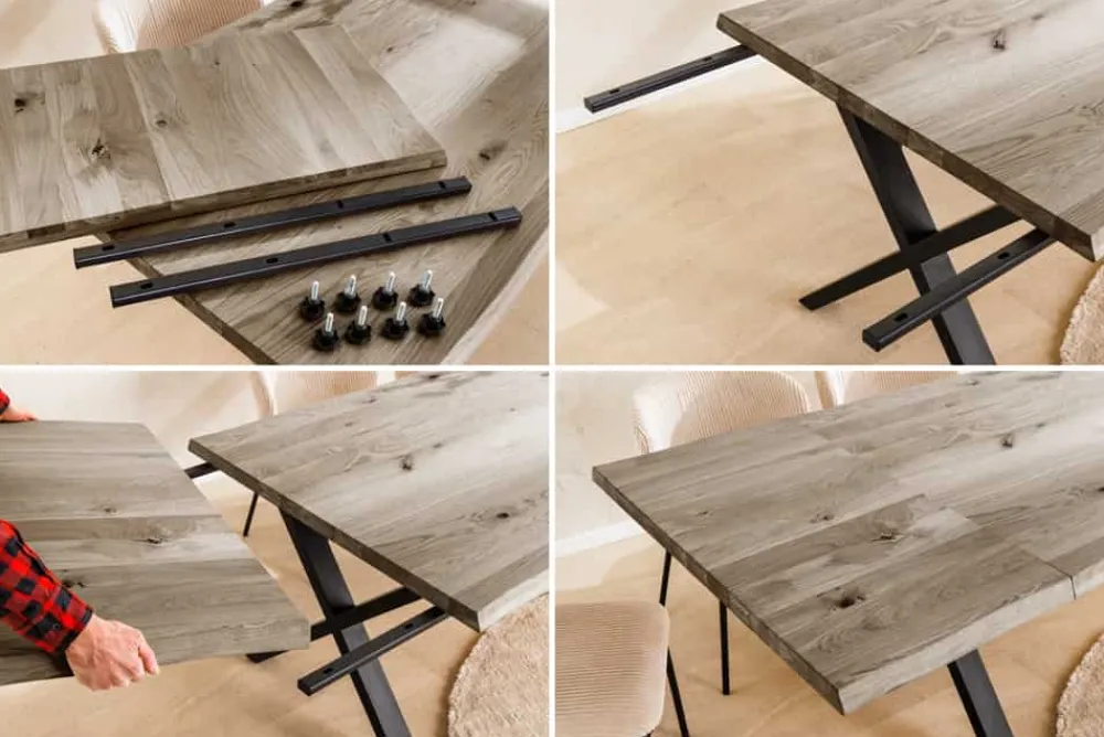 Riess-Ambiente Mehr...|Massivholzesstische > 2er Set Ansteckplatten WILD OAK 50cm smoke finish Wildeiche Verlängerung Baumkante